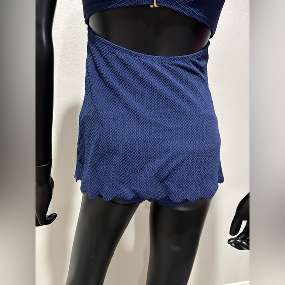 Jessica Simpson navy one pieces swimsuit skirted retro look S Small - Picture 4 of 7